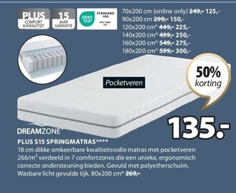 Jysk Plus s15 springmatras aanbieding