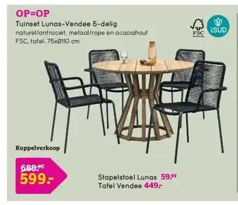 Leen Bakker Tuinset lunas-vendee 5-delig aanbieding