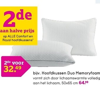 Leen Bakker Hoofdkussen duo memoryfoam aanbieding