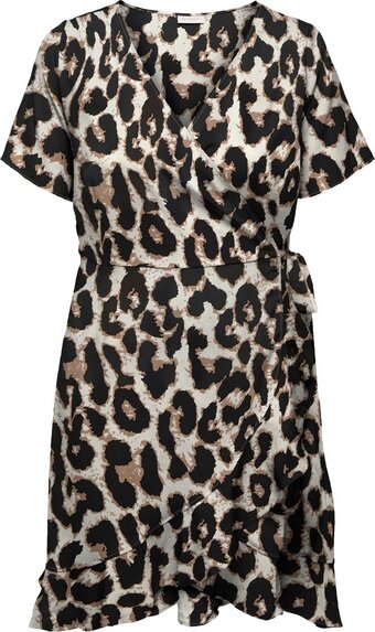 Bol.com Only carmakoma carlivia s/s wrap knee dress wvn noos dames jurk aanbieding