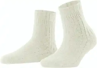 Falke bedsock rib knuffelig zacht merino wol kasjmier dames huissokken wit - maat 35-38