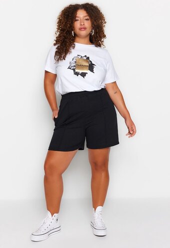 Trendyol vrouwen hoge taille rechtdoor grote maten shorts & bermuda