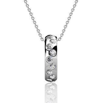 Yolora dames ketting met hanger - kalpa camaka kristallen - zilverkleurig - 18k witgoud verguld - vrouwen collier zilver - si