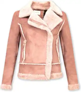 Bikerjack dames suede - lammy coat - roze