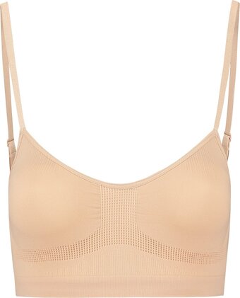 Bye bra naadloze bh-top, balconette bh-top, beugelloze bh, sportbeha, goede borstondersteuning, shapewear voor vrouwen,
 beig