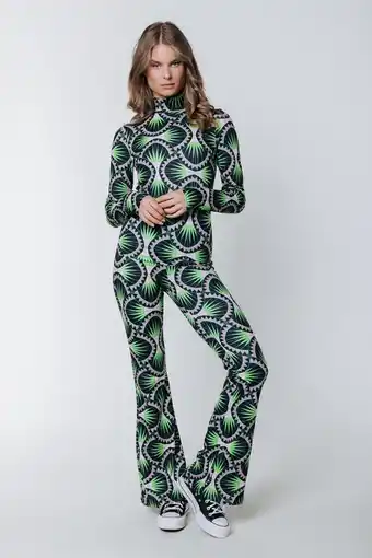 Bol.com Colourful rebel graphic peached extra flare pants aanbieding