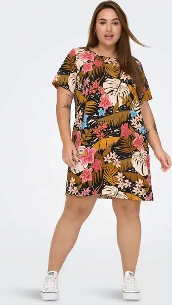 Only carmakoma carluxoda ss tunic dress aop dames jurk - maat 54