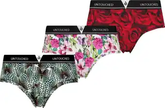 Untouched - hipsters dames - lingerie dames - ondergoed dames - 3pack ondergoed - opvallende fotoprint - maat: s