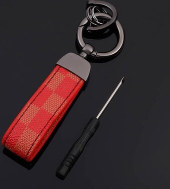 Premkey - robuuste leren ( auto ) sleutelhanger - mannen / vrouw - leder - stoere keychain / sleutelring - inclusief schroeve