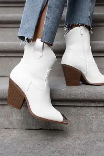 Weloveshoes® dames cowboylaarzen, enkellaarsjes - imitatieleer - wit