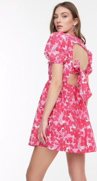 Trendyol vrouwen ballon mouw ronde hals verschuiving jurk