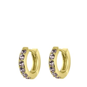 Lucardi dames gold oorbellen kristal birthstone - oorbellen - cadeau - echt zilver - goudkleurig