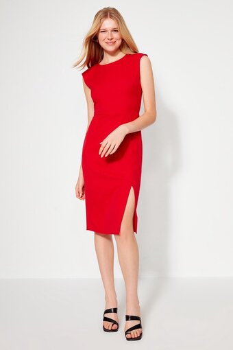 Trendyol vrouwen standaard mouw ronde hals bodycon jurk