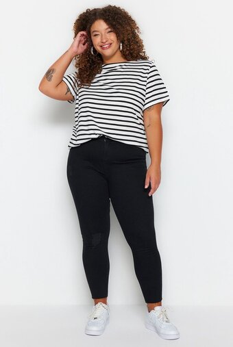 Bol.com Trendyol vrouwen hoge taille mager grote maten jeans aanbieding