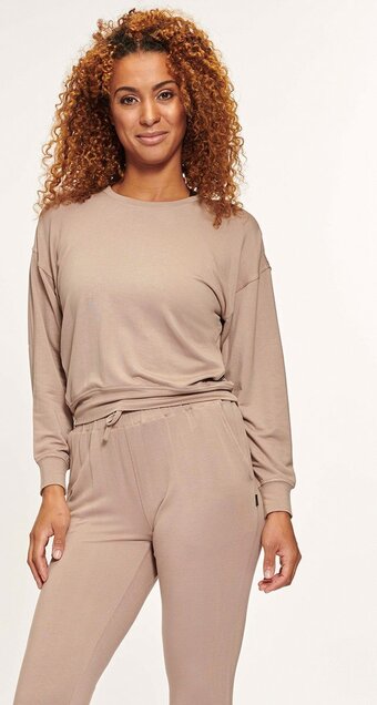 Active panther t-shirt saby comfy top beige, relaxed-fit long-sleeve crewneck t-shirt dames, dames loopshirt lange mouwen spo