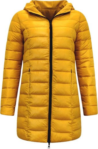 Lange gewatteerde jas dames - puffer jacket - geel