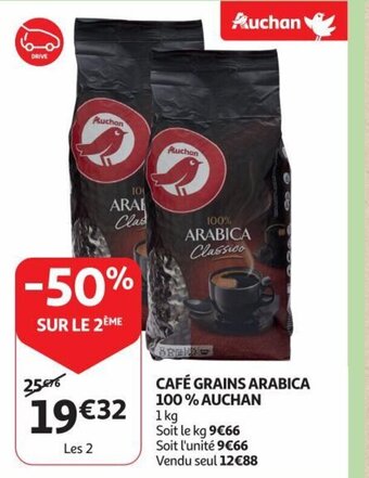 Auchan CAFÉ GRAINS ARABICA 100% AUCHAN 1 kg aanbieding