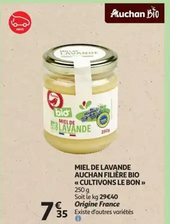 Auchan MIEL DE LAVANDE AUCHAN FILIÈRE BIO << CULTIVONS LE BON >> 250 g. aanbieding