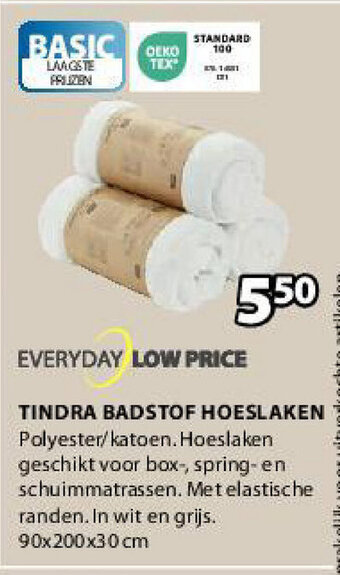 Jysk TINDRA BADSTOF HOESLAKEN 90x200x30 cm aanbieding