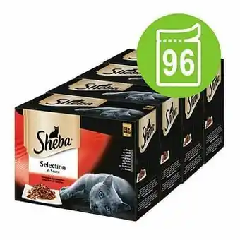 96x85g Maaltijdzakjes Selection in Sauce Gevogelte variatie Sheba Kattenvoer