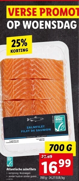 Lidl Atlantische zalmfilets aanbieding