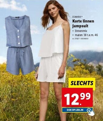 Lidl Korte linnen jumpsuit aanbieding
