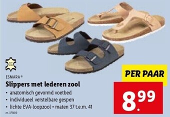Lidl Slippers met lederen zool aanbieding