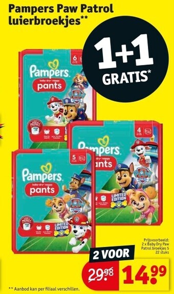Kruidvat Pampers paw patrol luierbroekjes aanbieding