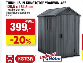 Hubo Keter Tuinhuis in kunststof “darwin 46” 125,8 x 184,5 cm aanbieding