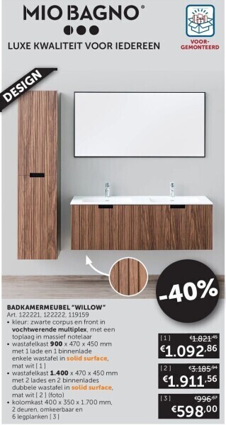 Zelfbouwmarkt Badkamermeubel “willow” aanbieding