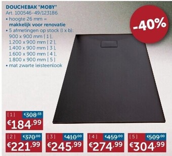 Zelfbouwmarkt Douchebak moby aanbieding