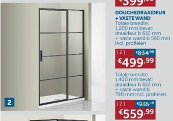 Zelfbouwmarkt Douchedraaideur + vaste wand aanbieding