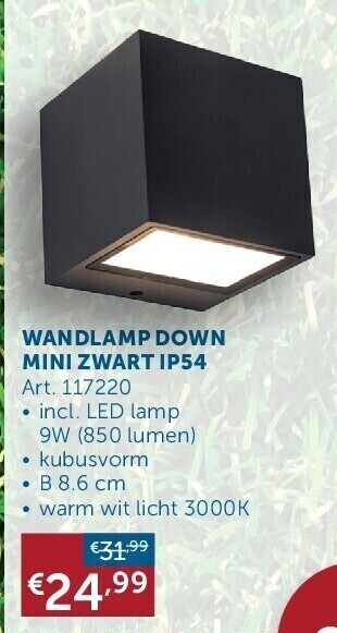 Zelfbouwmarkt Wandlamp down mini zwart ip54 aanbieding