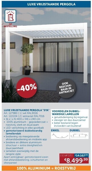 Zelfbouwmarkt Luxe vrijstaande pergola sya aanbieding