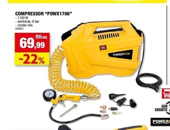 Hubo Compressor “powx1706” - 1100 w aanbieding
