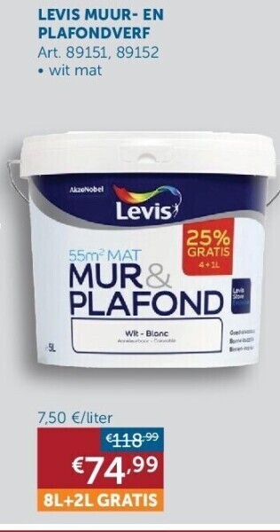 Zelfbouwmarkt Levis muur- en plafondverf aanbieding