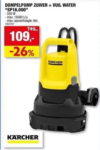 Hubo Dompelpomp zuiver + vuil water “sp16.000” aanbieding