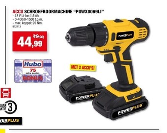 Hubo Accu schroefboormachine “powx0069li” aanbieding