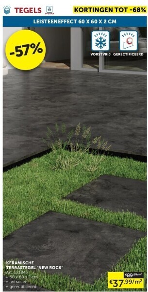 Zelfbouwmarkt Keramische terrastegel new rock aanbieding