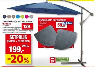 Hubo Zweefparasol met vrije arm ø 300 cm aanbieding