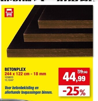 Hubo Betonplex 244 x 122 cm - 18 mm aanbieding