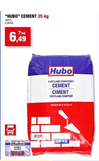 Hubo “hubo” cement 25 kg aanbieding