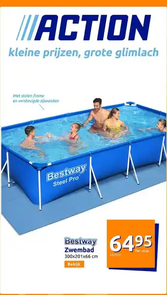 Action Bestway Zwembad 300x201x66 cm aanbieding