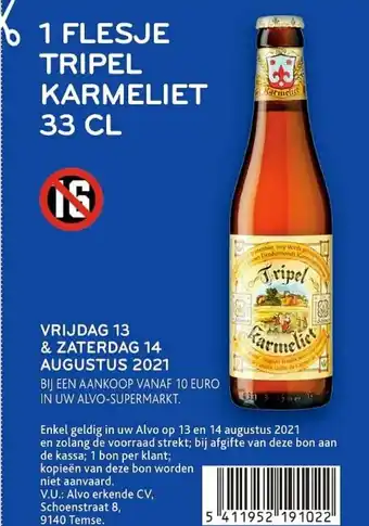 1 Flesje tripel karmeliet 33cl