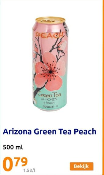 Action Arizona Green Tea Peach 500 ml aanbieding