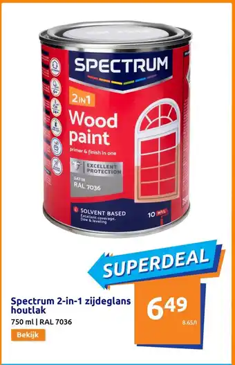 Action Spectrum 2-in-1 zijdeglans houtlak 750 ml aanbieding