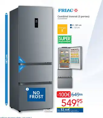 FRIAC Combiné inversé (3 portes) 3UD5500SNF H: 187 cm L: 63 cm, Webcode 103025500