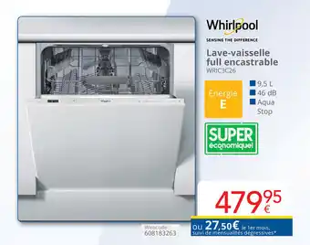 Eldi Whirlpool Lave-vaisselle full encastrable WRIC3C26 9,5 L, Webcode: 608183263 aanbieding