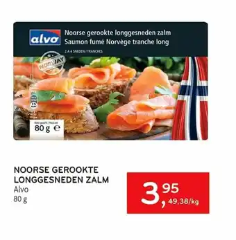 Alvo Noorse gerookte longgesneden zalm 80g aanbieding