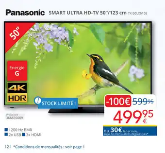 Panasonic SMART ULTRA HD-TV 50"/123 cm TX-50LX610E